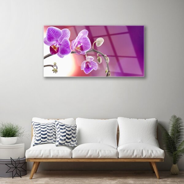 Tablou pe sticla Flori roz Floral