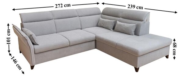 Colțar Extensibil Barry Gri Deschis - Vega 04 Dreapta