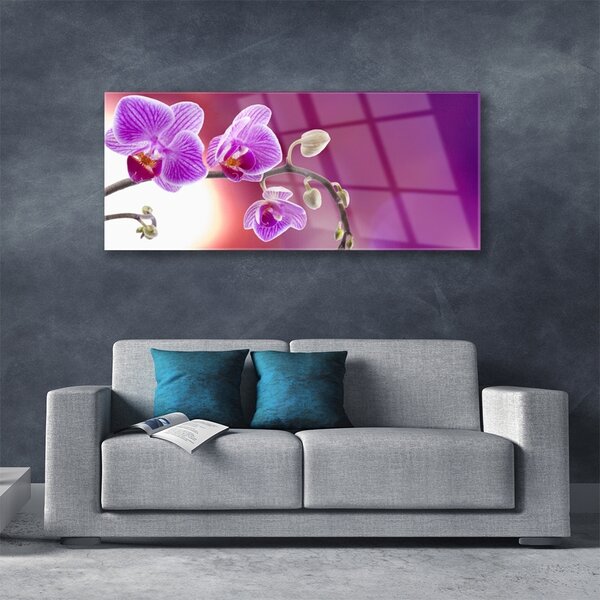 Tablou pe sticla Flori roz Floral