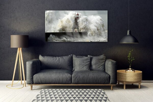 Tablou pe sticla Farul Peisaj Gray