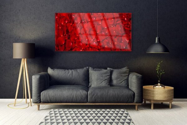 Tablou pe sticla Petale Floral Red