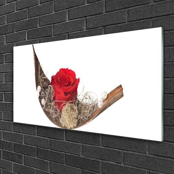 Tablou pe sticla Rose Floral Red