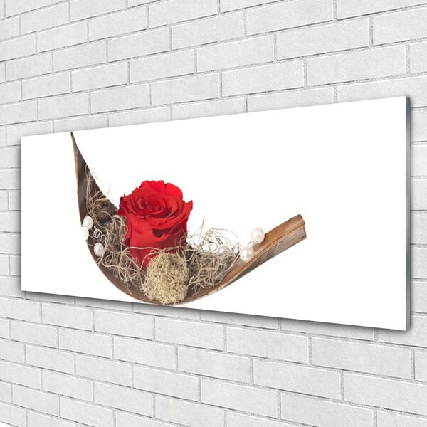 Tablou pe sticla Rose Floral Red