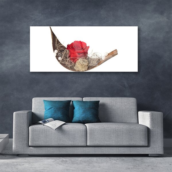 Tablou pe sticla Rose Floral Red