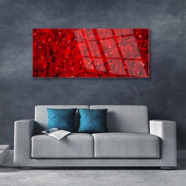 Tablou pe sticla Petale Floral Red