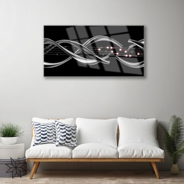 Tablou pe sticla Abstract Art Argintiu Negru