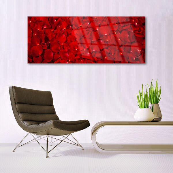 Tablou pe sticla Petale Floral Red