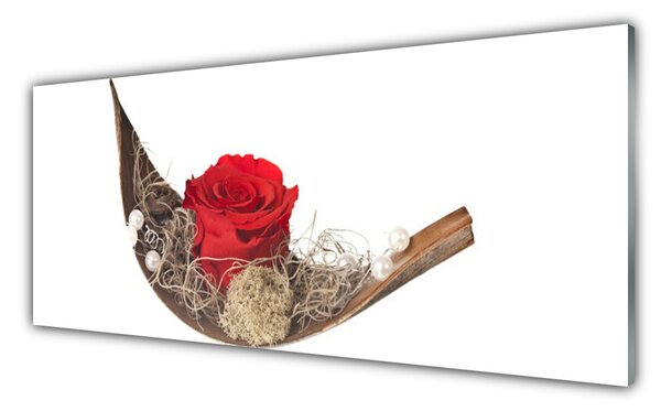 Tablou pe sticla Rose Floral Red