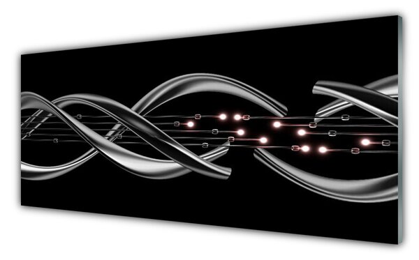 Panou sticla bucatarie Abstract Art Argintiu Negru