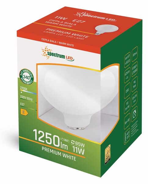 Bec cu LED GLOB G125 E-27 230V 11W WW WOJ+14367
