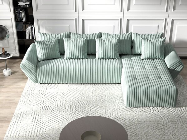Colțar extensibil dumonde cu ladă de depozitare Berlin XL Ambience Mint II 350x185 cm