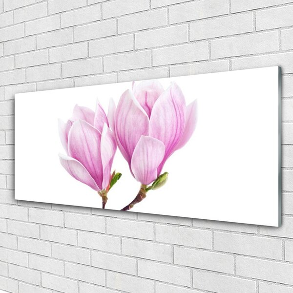 Tablou pe sticla Florale flori roz