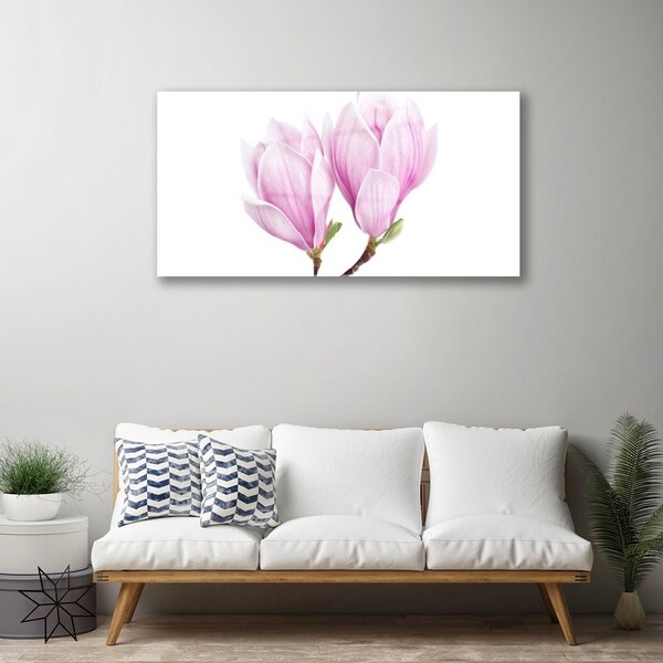 Tablou pe sticla Florale flori roz
