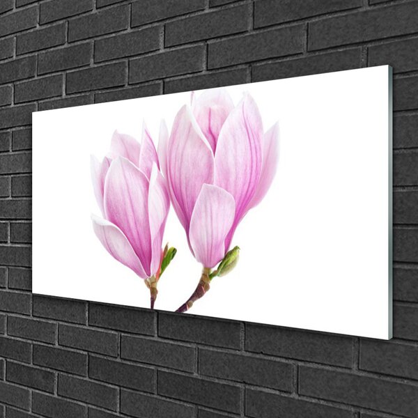 Tablou pe sticla Florale flori roz