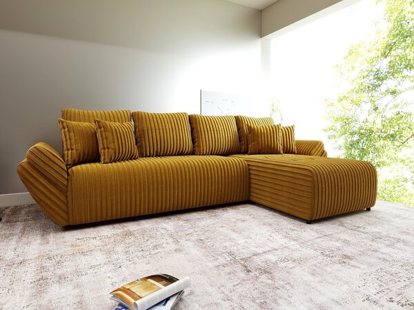 Colțar extensibil dumonde cu ladă de depozitare Berlin XL Ambience Mustar II 350x185 cm