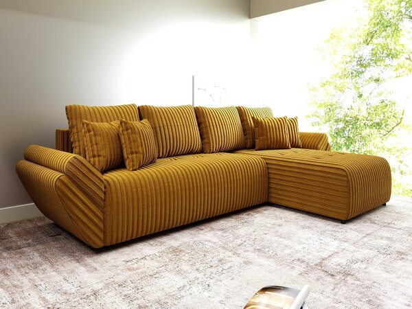Colțar extensibil dumonde cu ladă de depozitare Berlin XL Ambience Mustar II 350x185 cm