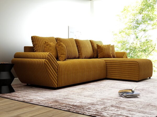 Colțar extensibil dumonde cu ladă de depozitare Berlin XL Ambience Mustar II 350x185 cm