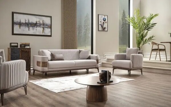 Set canapele extensibile si fotolii moderne New Wood 3+1+1