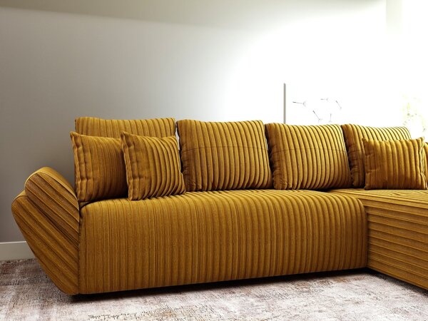Colțar extensibil dumonde cu ladă de depozitare Berlin XL Ambience Mustar II 350x185 cm