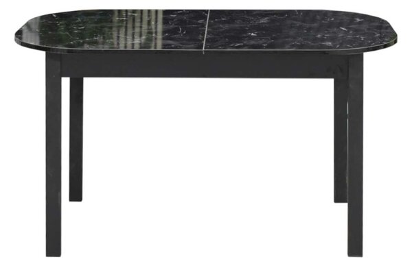 Set Masă Extensibilă Carla Negru Marmorat 134–174 × 80 cm cu 6 Scaune Gya Mov, Tapițate, Picioare Metalice Negre