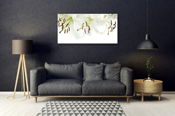 Tablou pe sticla Flori Floral Verde Alb Maro