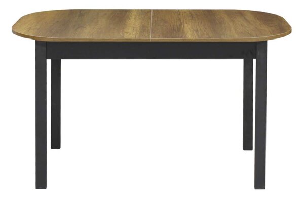 Set Masă Extensibilă Carla Nuc 134–174 × 80 cm cu 6 Scaune Gya Mov, Tapițate, Picioare Metalice Negre