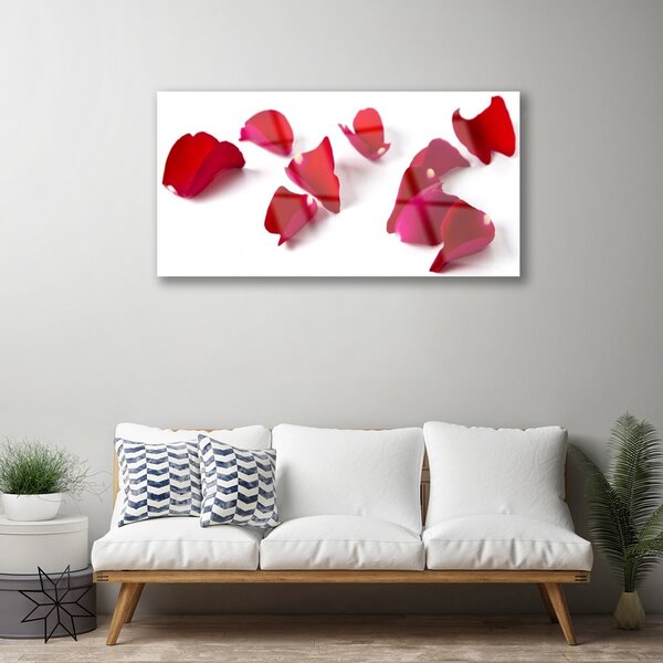 Tablou pe sticla Petale Floral Red