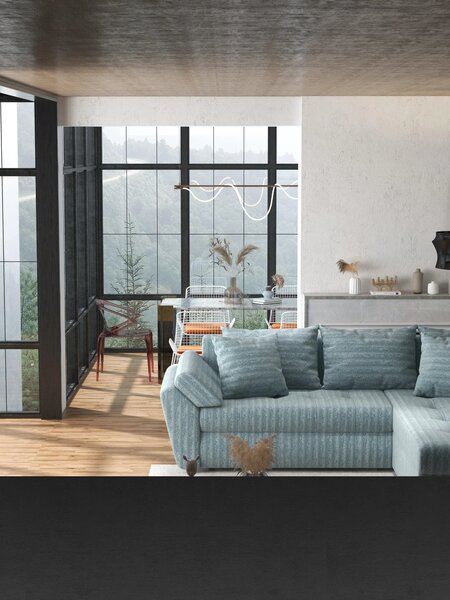 Colțar extensibil dumonde cu ladă de depozitare Loana Mint Ambience II 270x185 cm