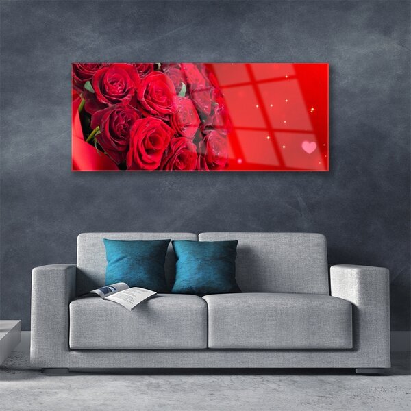 Tablou pe sticla Trandafiri Floral Red