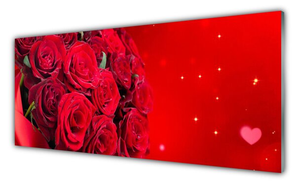 Tablou pe sticla Trandafiri Floral Red