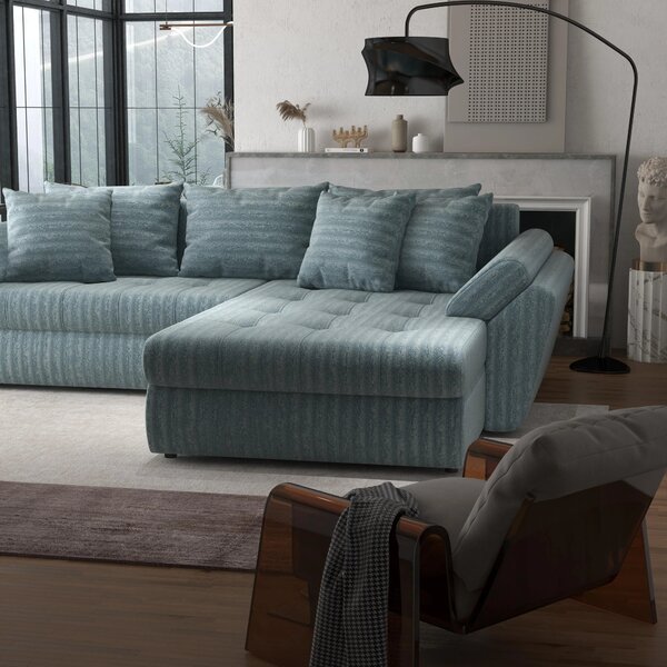 Colțar extensibil dumonde cu ladă de depozitare Loana Mint Ambience II 270x185 cm