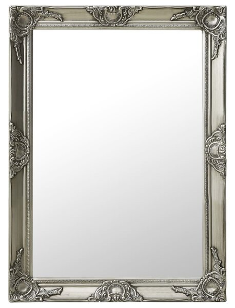 Oglindă de perete în stil baroc, argintiu, 60 x 80 cm