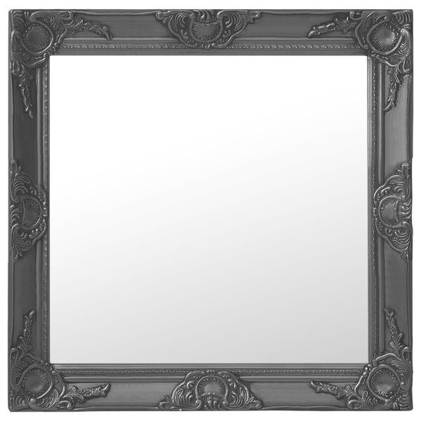Oglindă de perete în stil baroc, negru, 60 x 60 cm