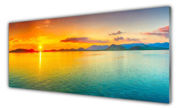 Tablou pe sticla Sea Sun Peisaj Albastru Galben
