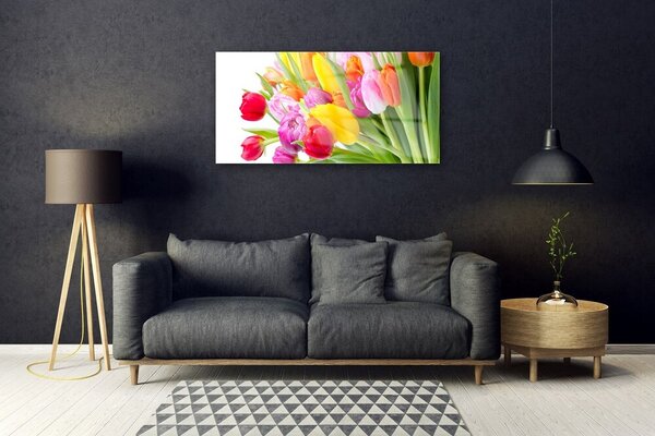 Tablou pe sticla Lalele Floral Multi