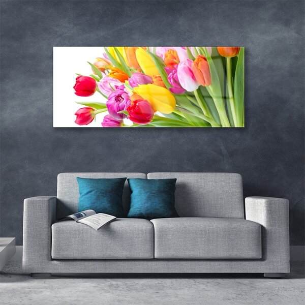 Tablou pe sticla Lalele Floral Multi