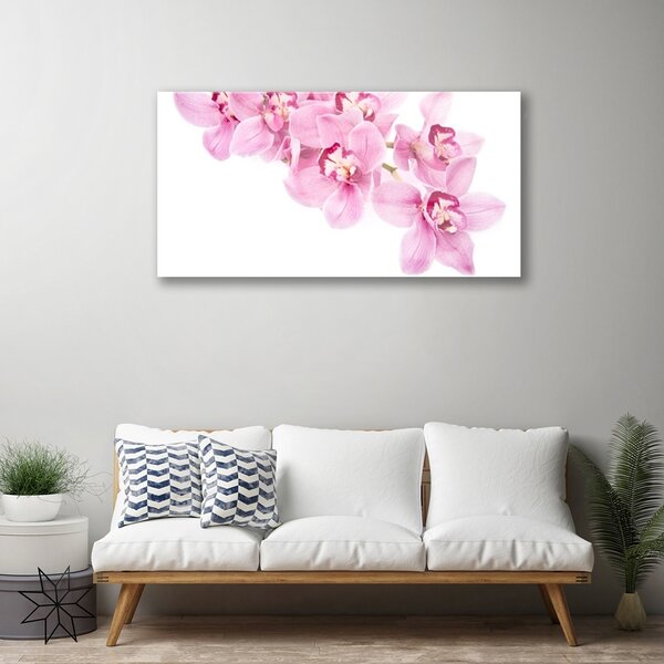 Tablou pe sticla Flori roz Floral