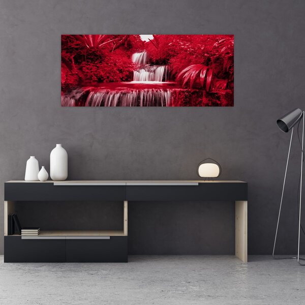 Tablou - Cascade indoneziene în roșu (120x50 cm)