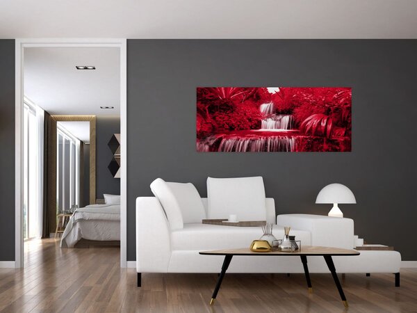 Tablou - Cascade indoneziene în roșu (120x50 cm)