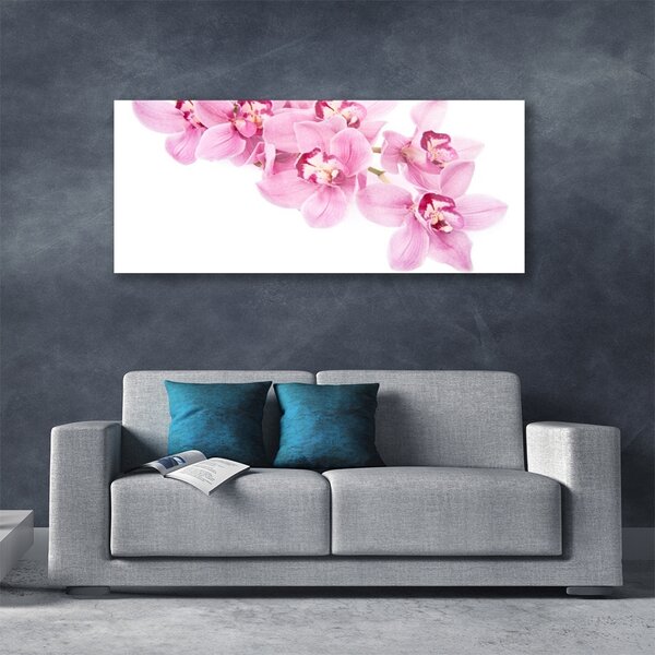 Tablou pe sticla Flori roz Floral