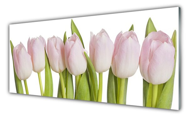 Tablou pe sticla Lalele Floral Roz Verde