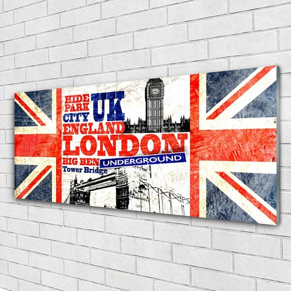 Tablou pe sticla Londra Flag Arta Albastru Alb Roșu Gri