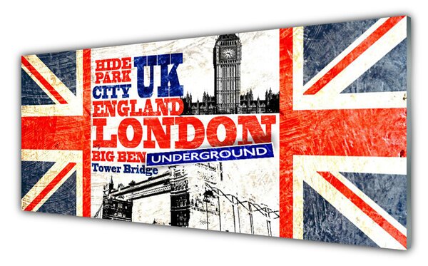 Tablou pe sticla Londra Flag Arta Albastru Alb Roșu Gri