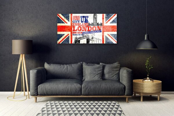 Tablou pe sticla Londra Flag Arta Albastru Alb Roșu Gri