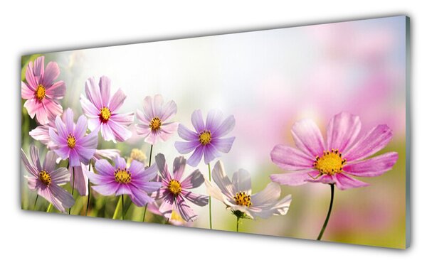 Tablou pe sticla Flori Floral Roz Verde