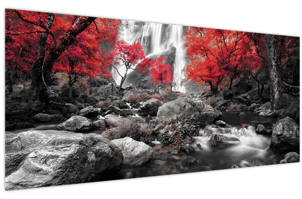 Tablou - Cascade în peisajul de toamnă (120x50 cm)