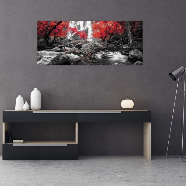 Tablou - Cascade în peisajul de toamnă (120x50 cm)