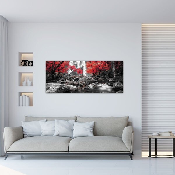 Tablou - Cascade în peisajul de toamnă (120x50 cm)