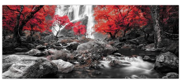 Tablou - Cascade în peisajul de toamnă (120x50 cm)