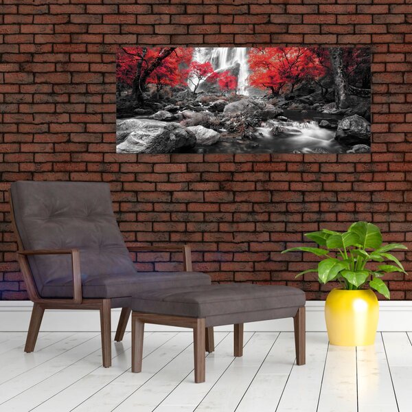 Tablou - Cascade în peisajul de toamnă (120x50 cm)